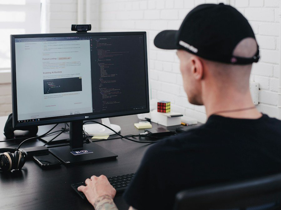 A developer working at a computer